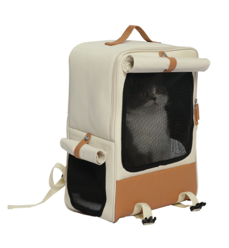 Hazelnut Latte Cat Bag Pet Backpack | Canvas Breathable Hand Pet Bag Space Capsule